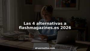 Mujer revisando y comparando publicaciones digitales entre el desorden de su escritorio