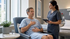 Atención personalizada entre paciente y enfermera durante el proceso de recuperación tras una cirugía en el hospital.